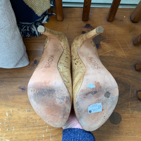 Cork Peep-Toe Platform Pumps - Picture 5 of 6